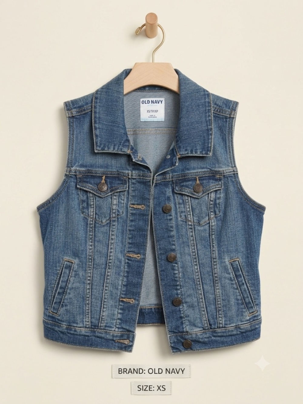 Old Navy Cropped Blue Denim Vest XS